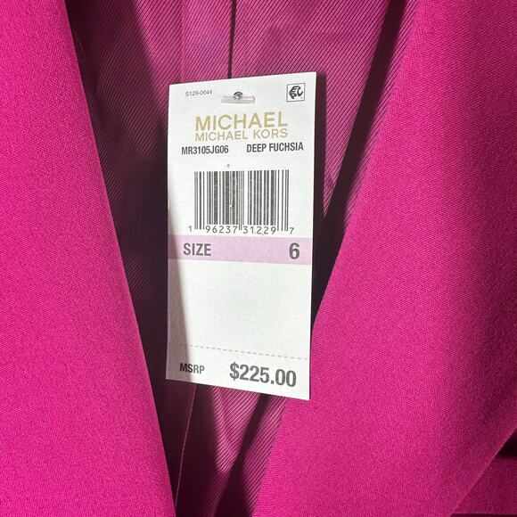 MICHAEL Michael Kors Solid Two Button Blazer Jacket Size 6 Deep Fuchsia - Picture 4 of 12